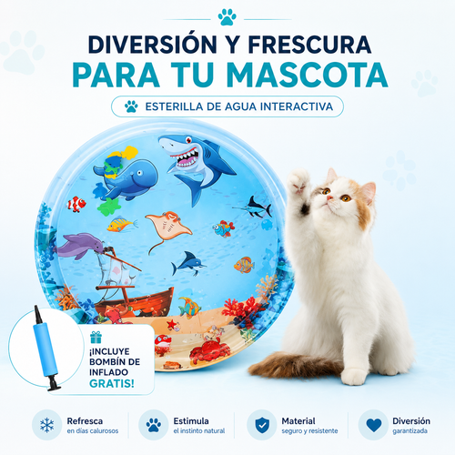 SplashPaws™ – Esterilla de Agua Interactiva para Gatos y Perros