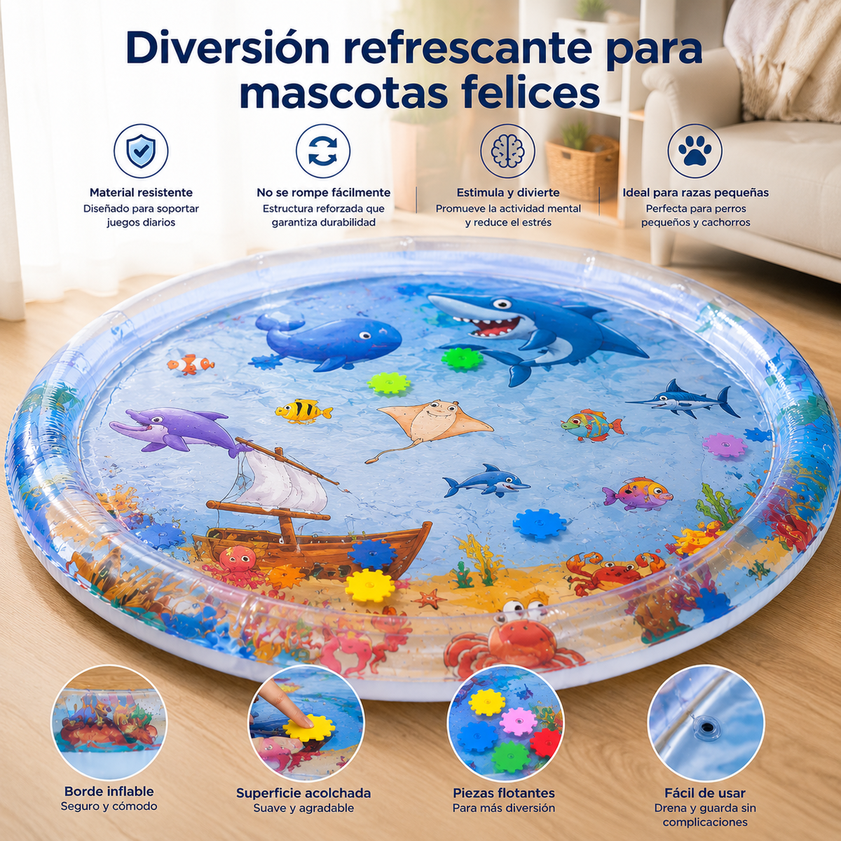 SplashPaws™ – Esterilla de Agua Interactiva para Gatos y Perros